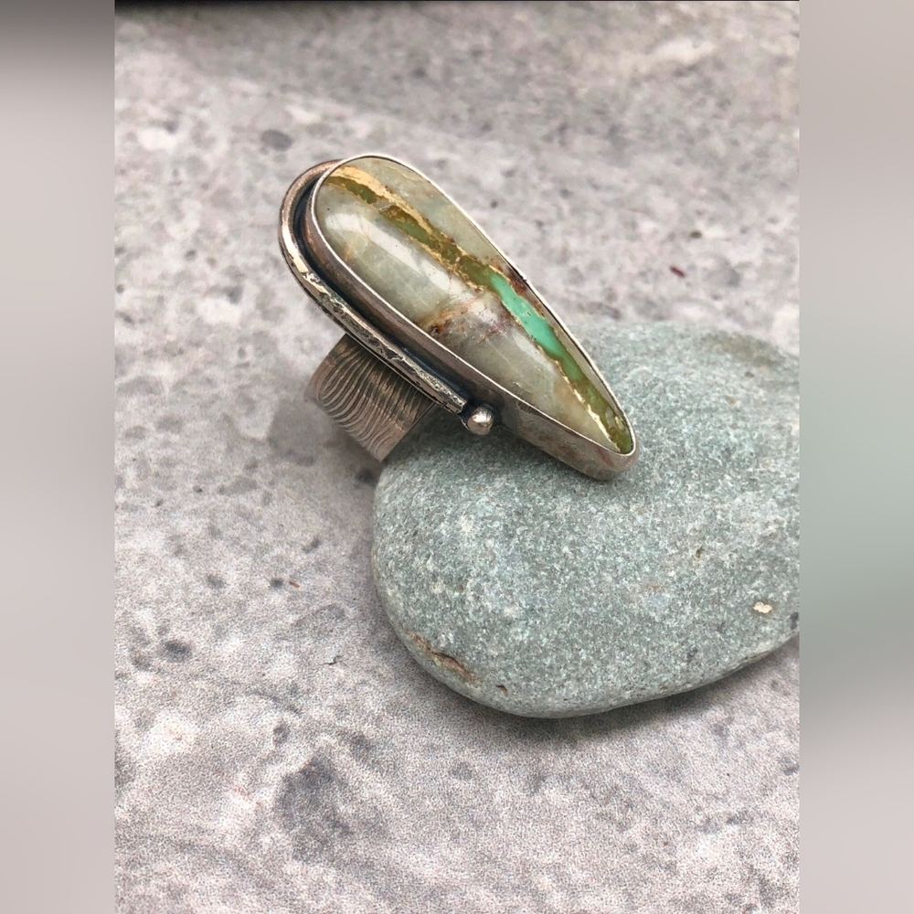 Talon Ring Royston Ribbon Turquoise 925 Silver Handcrafted by PersimmonPearl 17g - Picture 6 of 6